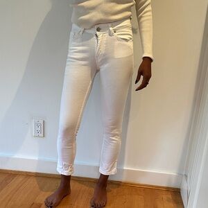 High-Rise White Cropped Skinny Jeans